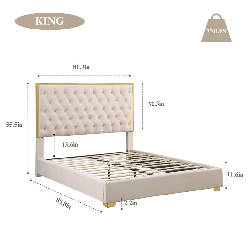 Everly Quinn Valmar Morden Tufted Upholstered Golden